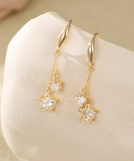 Gracee Jewellery Gold Drop Earrings with Star Design
