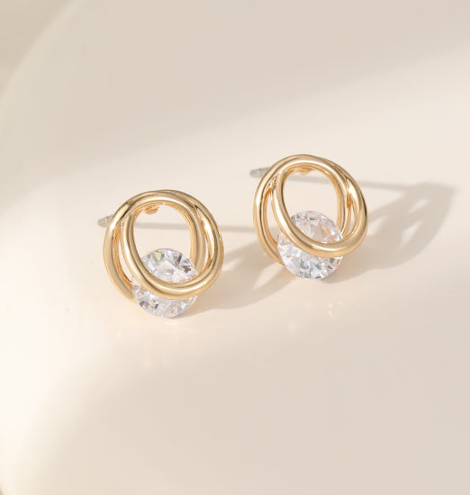 Gracee Jewellery Gold Stud Earrings with Stone