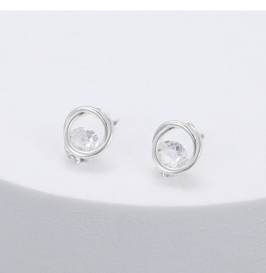Gracee Jewellery Silver Stud Earrings With Stone