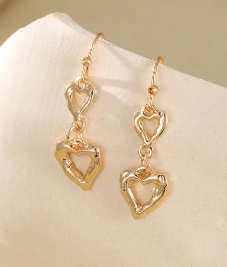 Gracee Jewellery Gold Dangly Earrings with Hearts