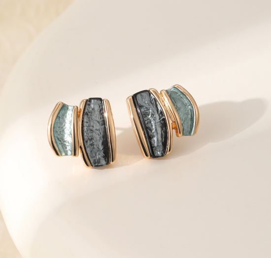 Gracee Jewellery Gold Stud Earrings with Blue Tones