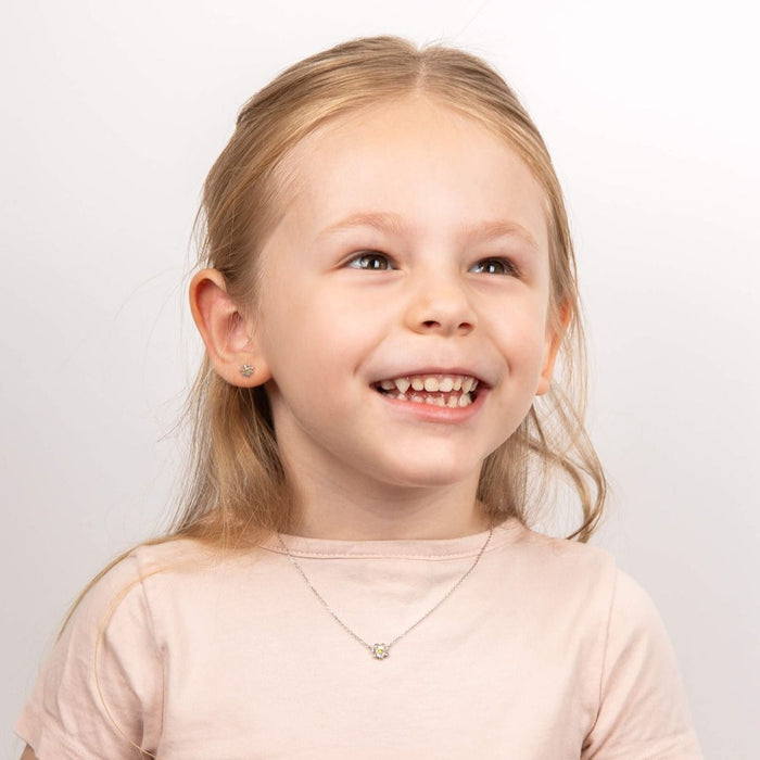 D For Diamond Daisy Necklace with Yellow CZ and Diamond