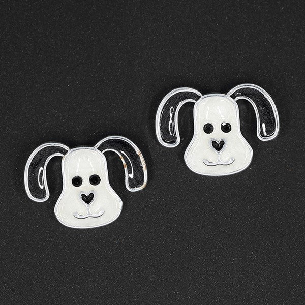 Equilibrium Girls Silver Plated Cute Dog Face Earrings