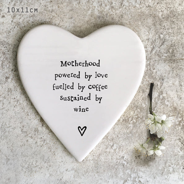 East of India Porcelain Coaster - Motherhood Powered By Love