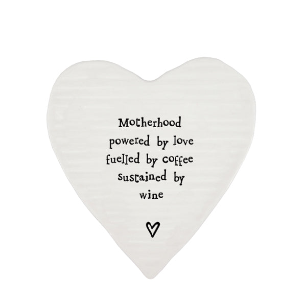 East of India Porcelain Coaster - Motherhood Powered By Love