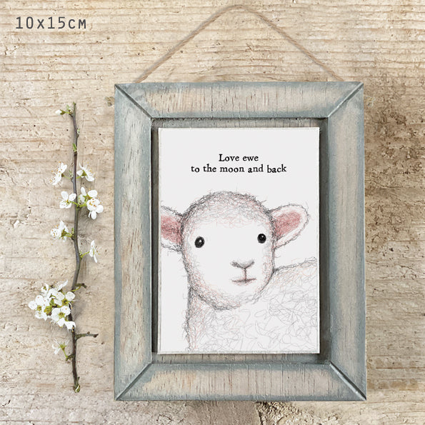 East of India Sheep Love Ewe to The Moon Picture Frame