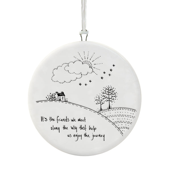 East of India White Porcelain Countryside Hanger - It’s The Friends We Meet