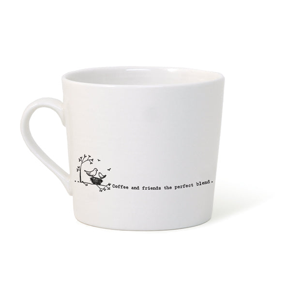 East Of India Porcelain Wobbly Mug - Coffee And Friends The Perfect Blend