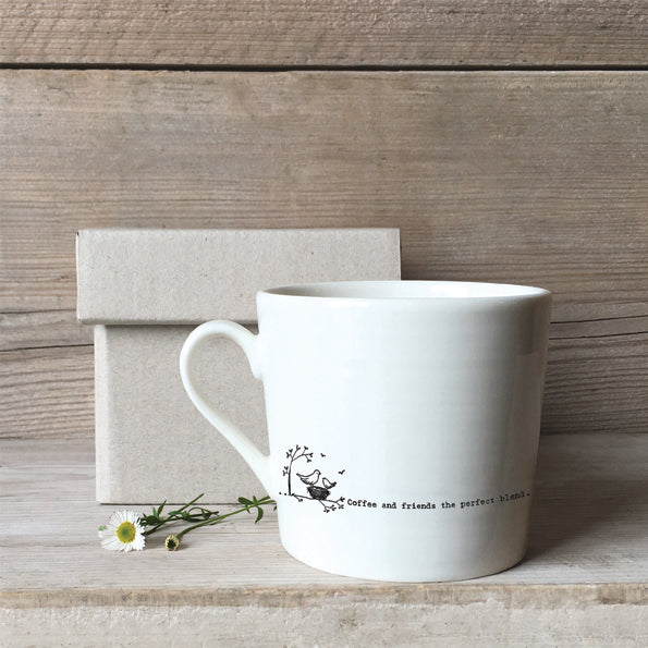 East Of India Porcelain Wobbly Mug - Coffee And Friends The Perfect Blend