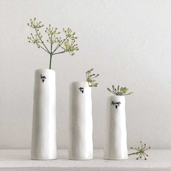 East of India Trio of Bud Vases - Love, You, Always