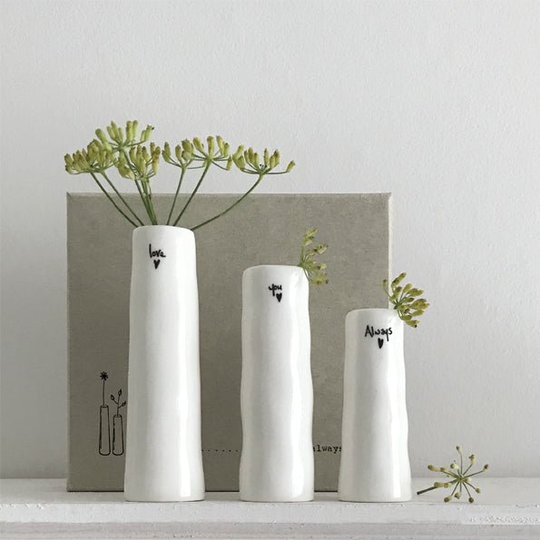 East of India Trio of Bud Vases - Love, You, Always