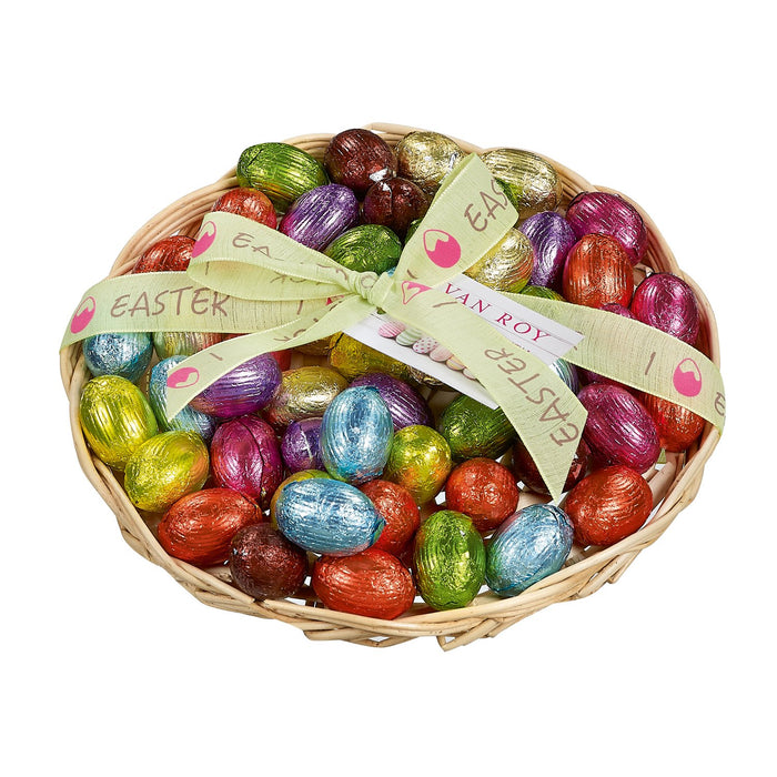 Van Roy Basket of Foiled Chocolate Easter eggs