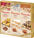 El Almendro gift pack containing three assorted chocolate bars: Turrón Almondricchi Chocolate, Turrón Crunchy Almond (60% almonds), and Turrón Caramel y Sesame. The packaging is beige with brown and white sections, decorated with almonds, chocolate pieces, and a gold ribbon.