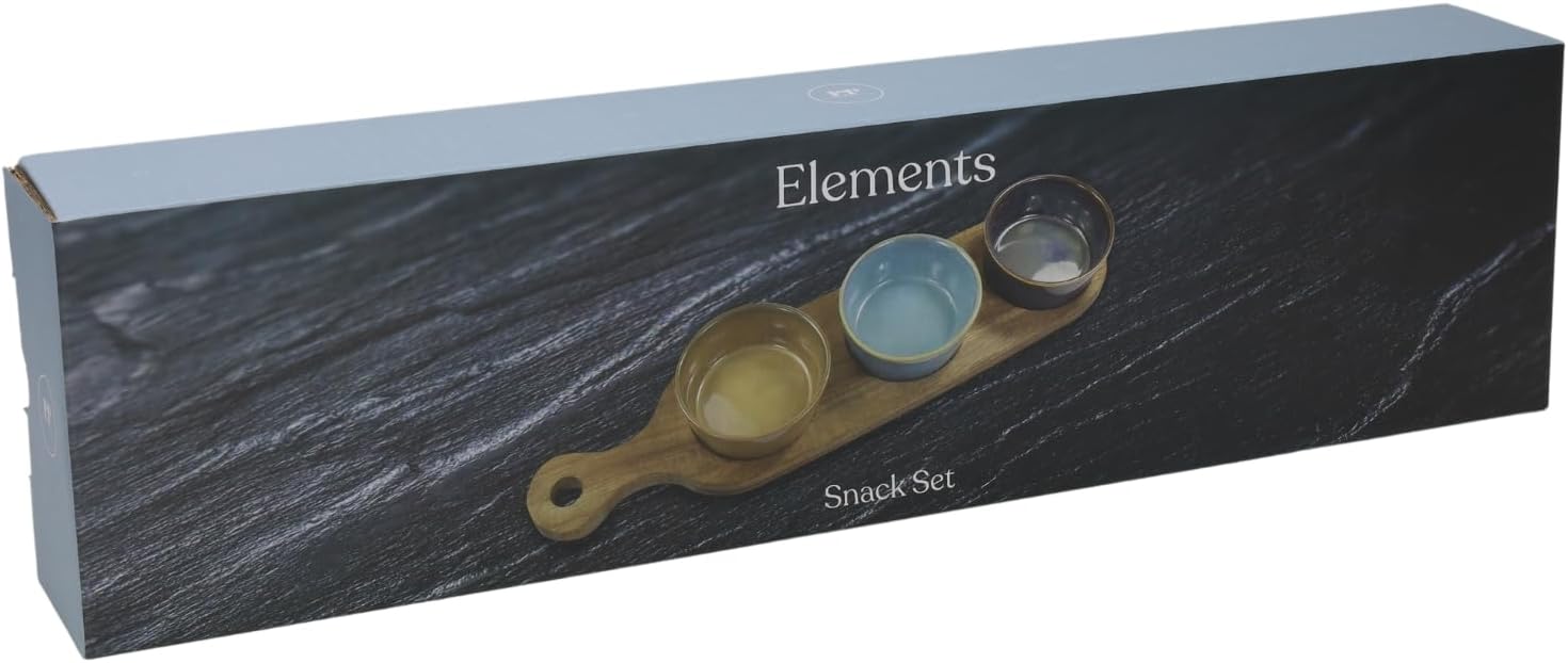 Elements Wooden Divided Snack Dish with Tray Set