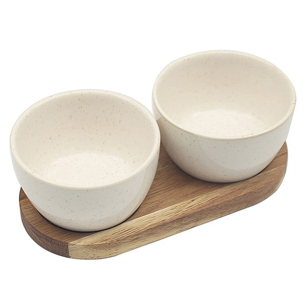 Elements Cream 2 Dish on Tray