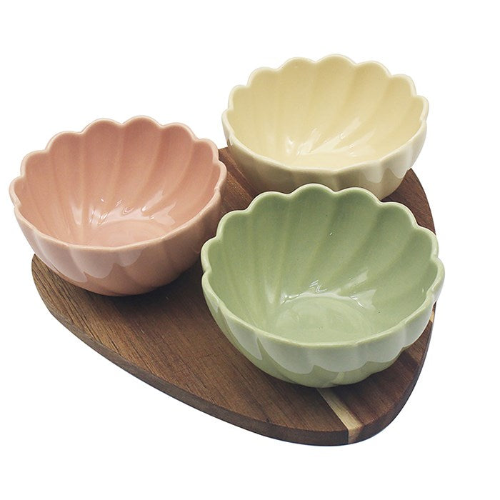 Elements Pastel 3 Flute Dishes On Tray