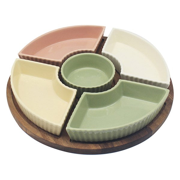 Elements Pastel 5 Flute Dishes On Tray