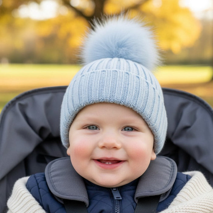 Elizabeth Anne Blue Elegance Ribbed Hat with Glitter