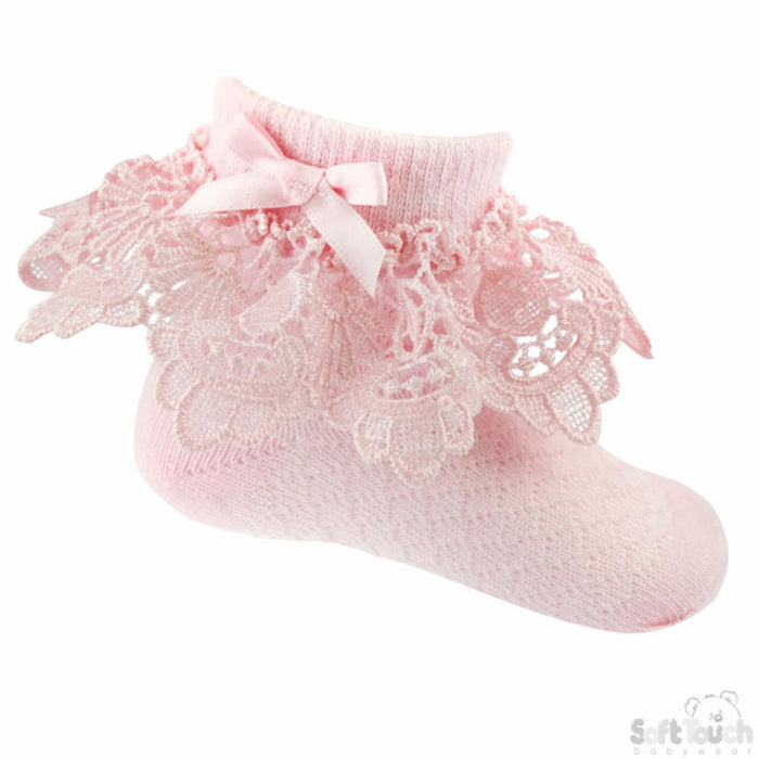 Elizabeth Anne Deep Lace And bow Sock