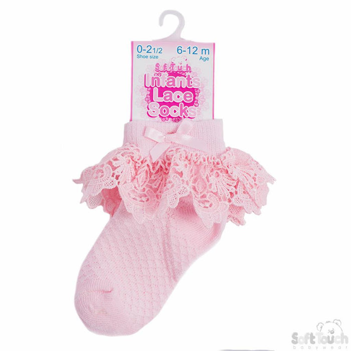 Elizabeth Anne Deep Lace And bow Sock