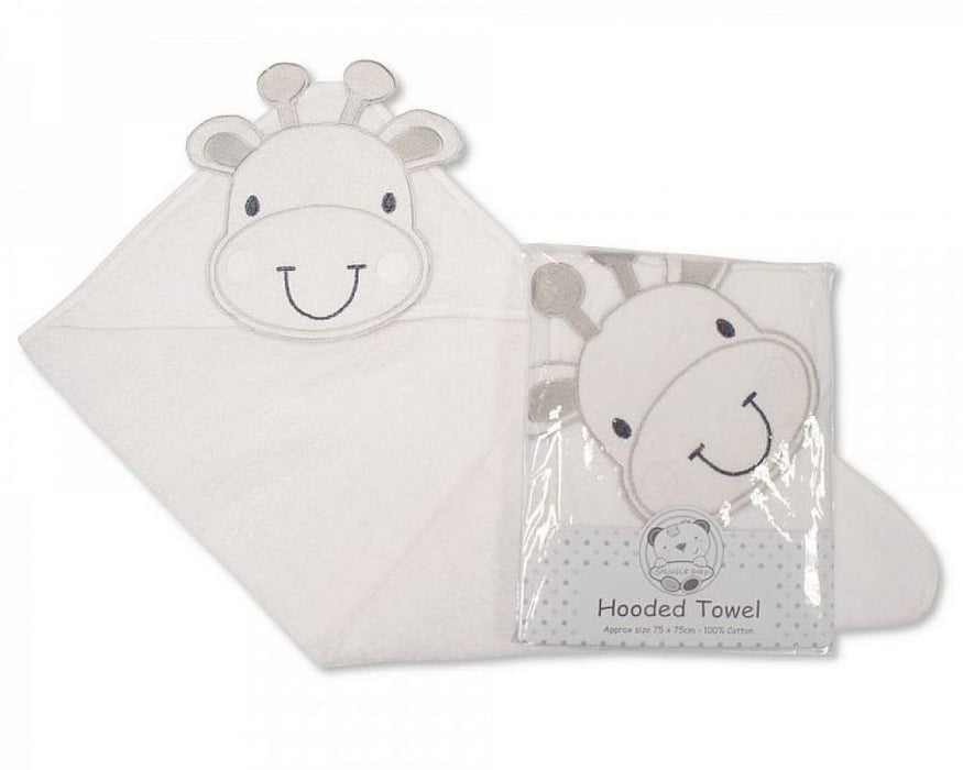 Elizabeth Anne Giraffe Hooded Towel White And Grey