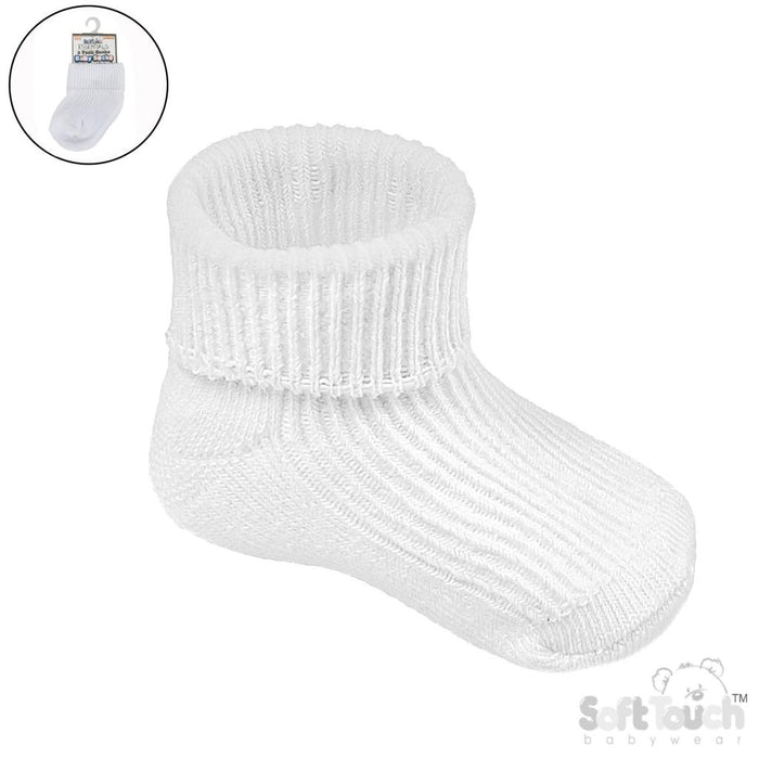 Elizabeth Anne White Turn-Over Socks Pack Of 2