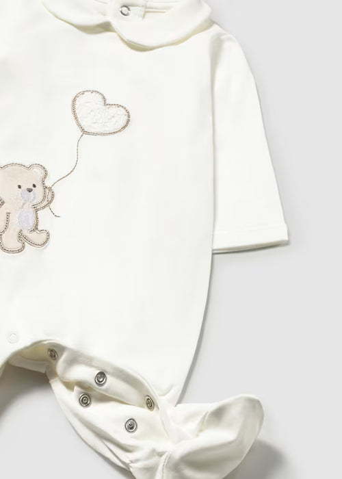 Mayoral Layette Embroidered Teddy Bear Romper Newborn