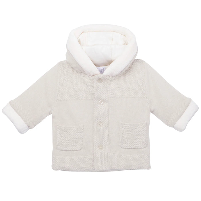 Emile et Rose Holland Stone Unisex PomPom Hooded Knit Jacket