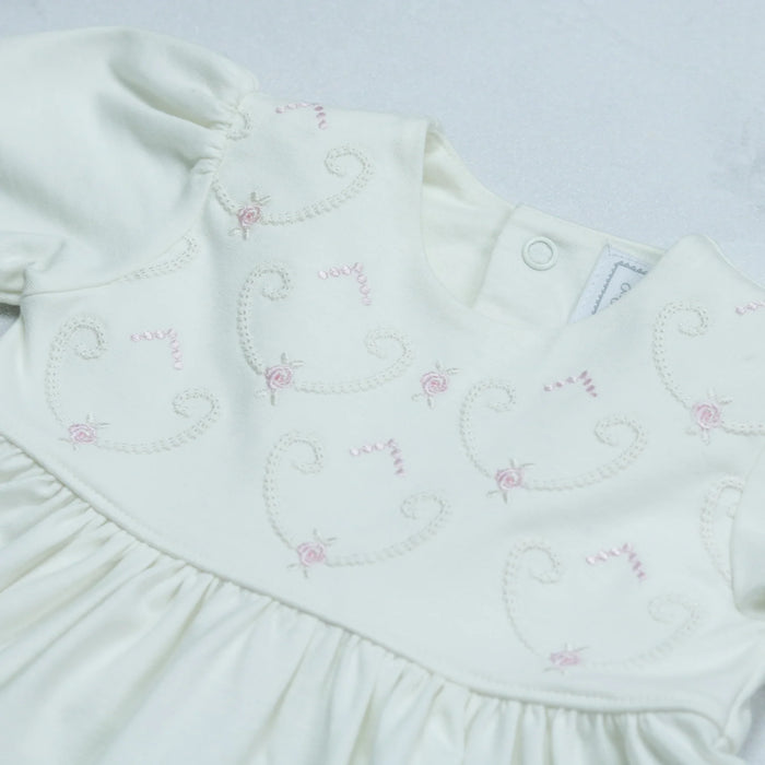 Emile et Rose Harper Ivory Baby Girls Dress With Embroidery Design