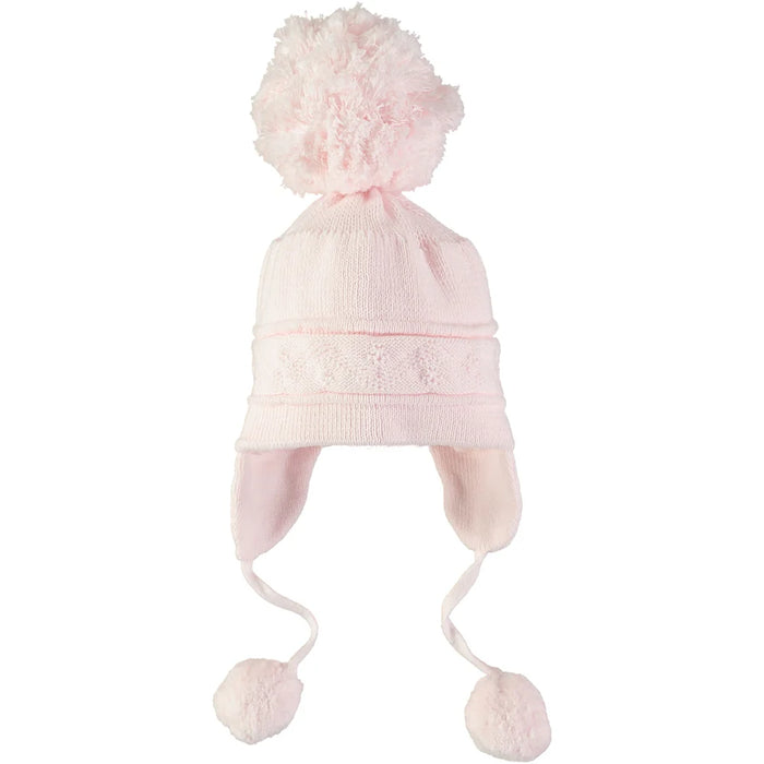 Emile et Rose Griffin Pink Baby Bobble Hat With Ear Flaps