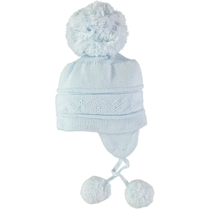 Emile et Rose Griffin Blue Baby Bobble Hat With Ear Flaps