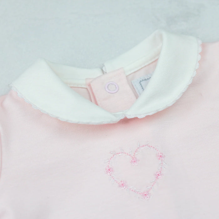 Emile et Rose Jody Pink Girls Heart Embroidery Romper