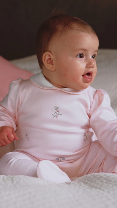 Emile et Rose Karen Baby Girls Pink Floral Embroidery Babygrow