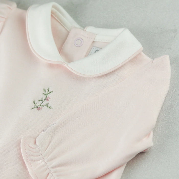 Emile et Rose Karen Baby Girls Pink Floral Embroidery Babygrow