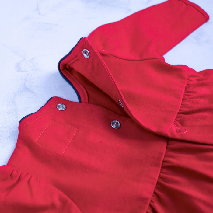 Emile et Rose Kiki Girls Red Tartan Bow Christmas Babygrow