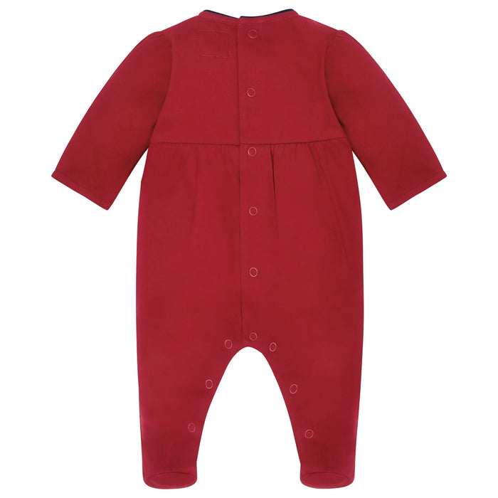 Emile et Rose Kiki Girls Red Tartan Bow Christmas Babygrow