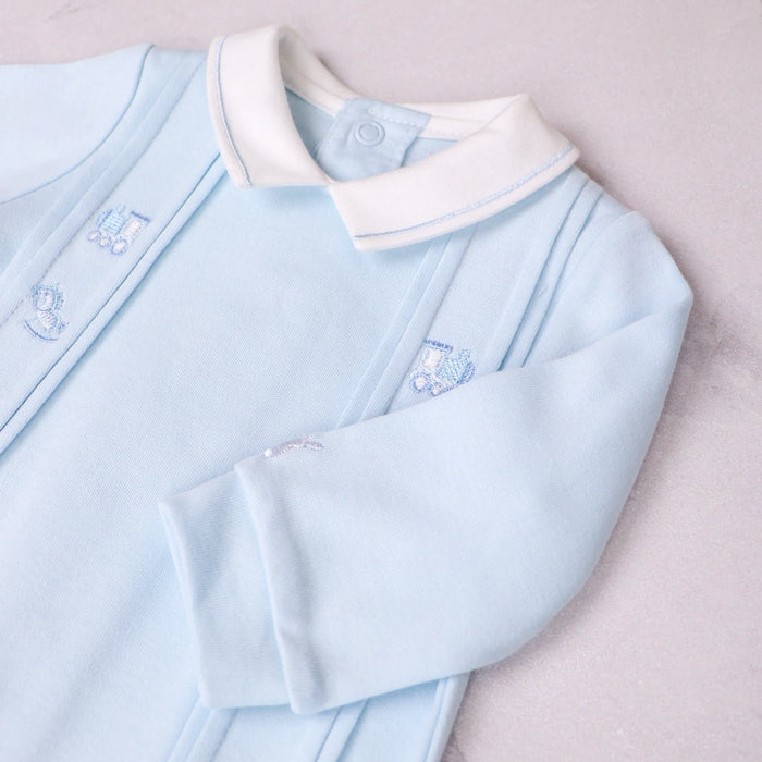 Emile et Rose Lewis Boys Blue Toy Embroidery Babygrow