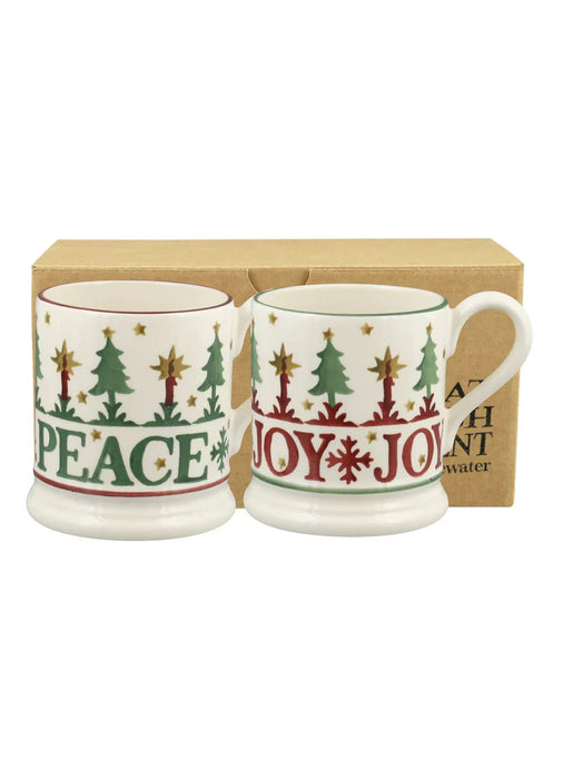 Emma Bridgewater Christmas Joy Set Of 2 1/2 Pint Mugs Boxed