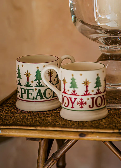 Emma Bridgewater Christmas Joy Set Of 2 1/2 Pint Mugs Boxed