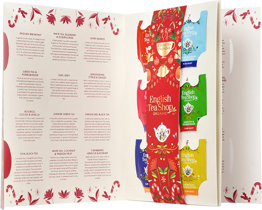 English Tea Shop Organic Tea Book Red Advent Calendar