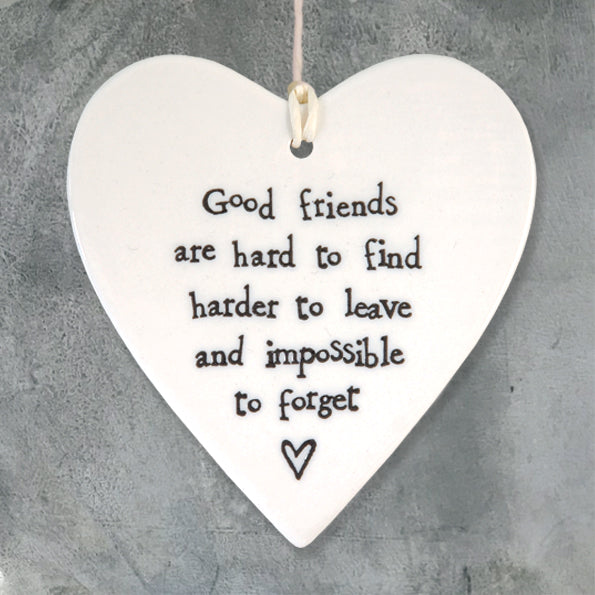 East of India Porcelain Round Heart - Good Friends
