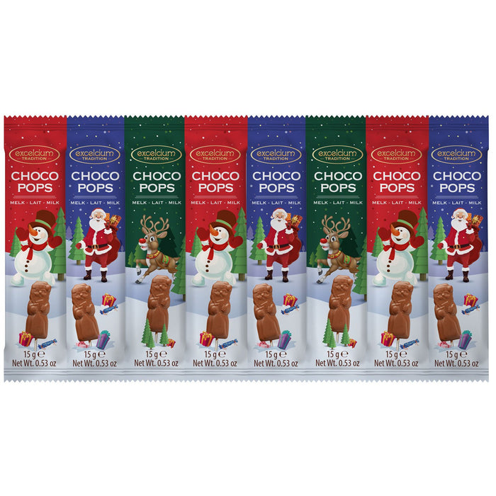 Excelcium Solid Milk Chocolate Festive Lollies 8 pack