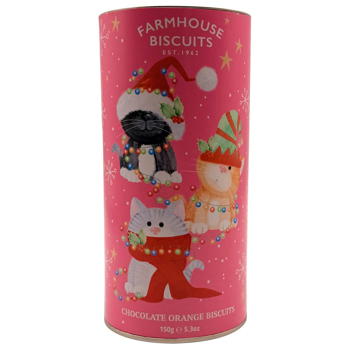 Farmhouse Biscuits Christmas Kittens Chocolate Orange Biscuits Tube