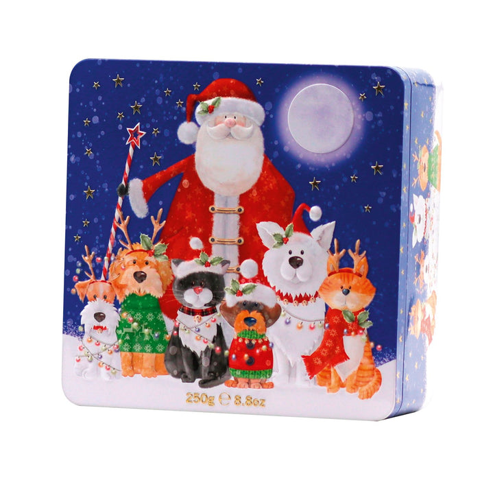Farmhouse Biscuits Santa Cat and Dog Tin Of Cranberry & White Chocolate Biscuits