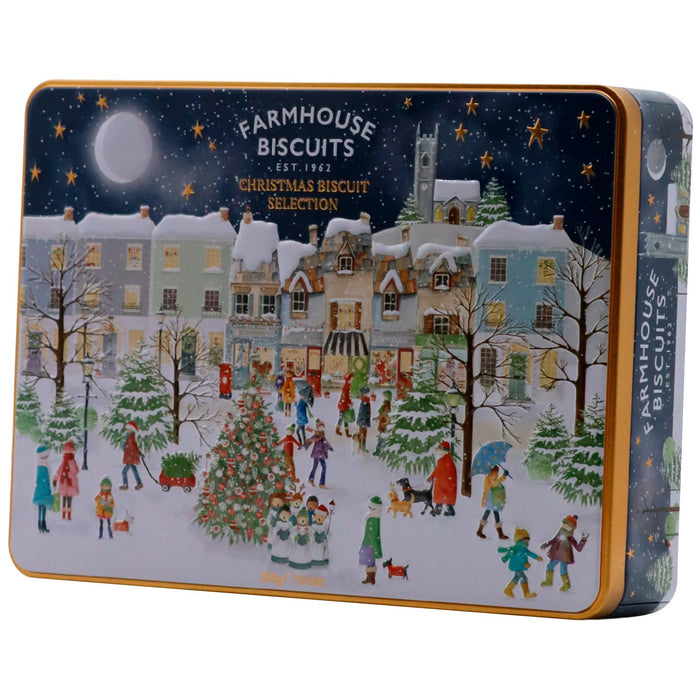 Farmhouse Biscuits Christmas Village Assorted Biscuits Tin