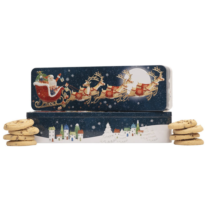 Farmhouse Biscuits Milk Chocolate Chip Santa Sleigh Biscuit Tin