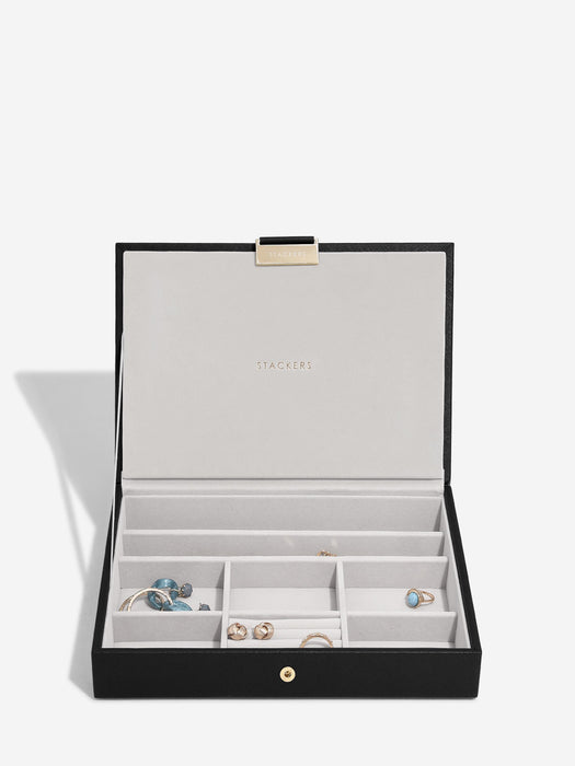 Stackers Black Raffia Classic Jewellery Box Lid