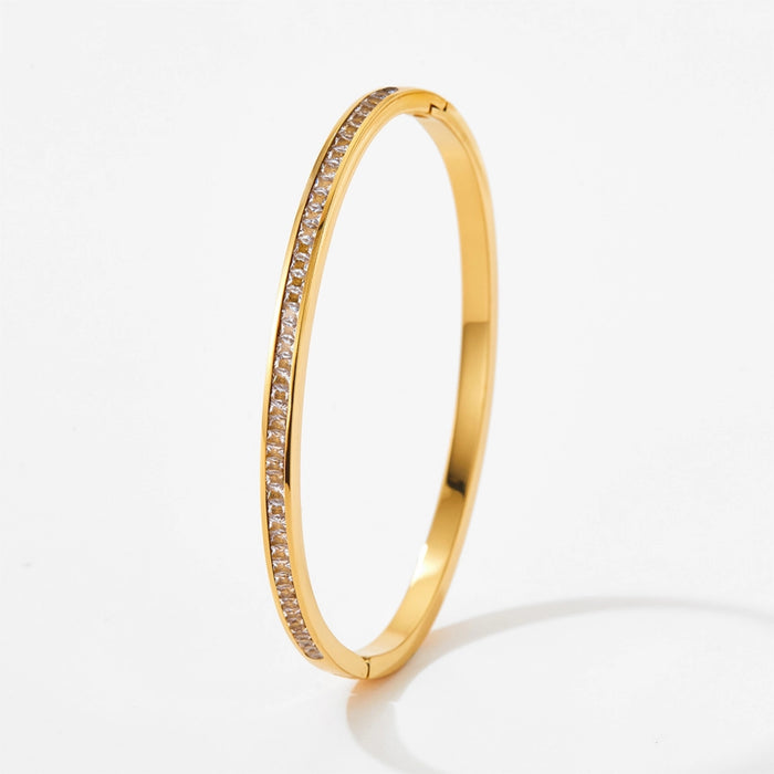 White Leaf Cubic Zirconia Inset Bracelet In Gold