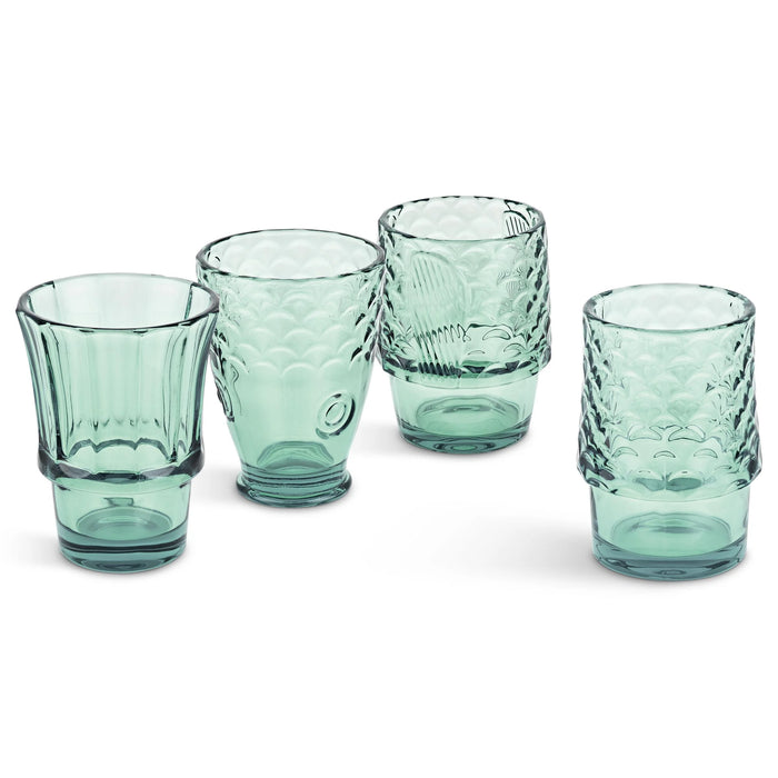 Fish Stacking Glasses – Green Set Of 4