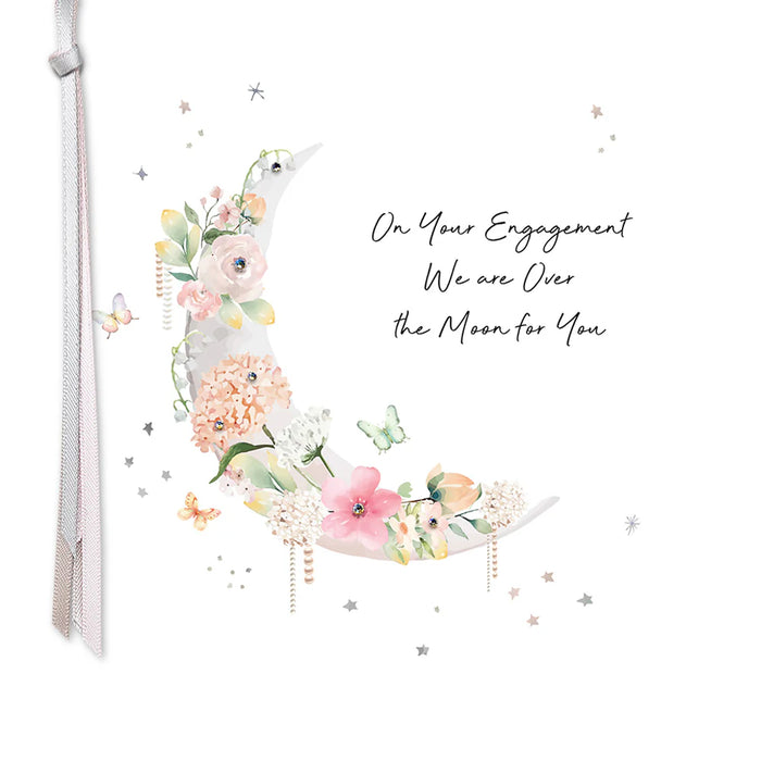 Five Dollar Shake 'On Your Engagement We Are Over The Moon For You' Card